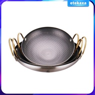 [Etekaxa] Honeycomb Textured Stainless Steel Wok Pot Kitchen Utensils Saute Pan Shabu
