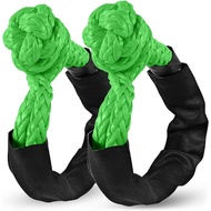 2 Pack Green Soft Shackle 57,000 LBS Breaking Strength 1/2 inch X 22 inch with Protective Sleeve for