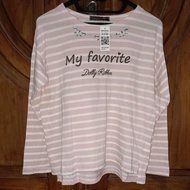 PRELOVED DOLLY RIBBON Atasan Kaos Crop Wanita Salur Pink