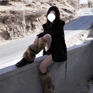 INKSCRIBE​ Furry Leg Warmers, Faux Fur Thickened Lolita Boots Cover, Foot Cover Bow Y2K Soft Long Tu