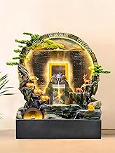 5.75 Feet Tall - Eco-Friendly Resin Fiberglass Zen Chinese Style Indoor Water Fountain with LED Ligh