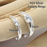 Ready stock**Original 925 silver CZ White stone Couple rings (cincin perakn925)