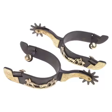 652F Western Cowboy Spur with Rowel Mild Steel Horse Boot Spur Decoration Mens Roping Spur Horse Rid