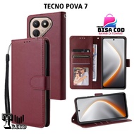 LEATHER CASE FLIP TECNO POVA 7 - LEATHER FLIP CASE FOR TECNO POVA 7
