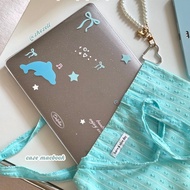 Shesell macbook(Glitter) blue dolphin Air13 A3240 Pro13 M3 bow Case For Clear macbook A2338