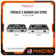 Firenzzi 2-Burner Tabletop Tempered Glass Gas Stove FS-126/FS-148 (Dapur Gas)