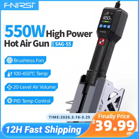 FNIRSI SAG-55 Micro Hot Air Gun 550W with Stand BGA Rework LCD Digital Hair Dryer Soldering Heat Gun