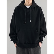 Entong style High Street Black Hooded Sweater Boys Spring and Autumn New Loose All match Casual Long