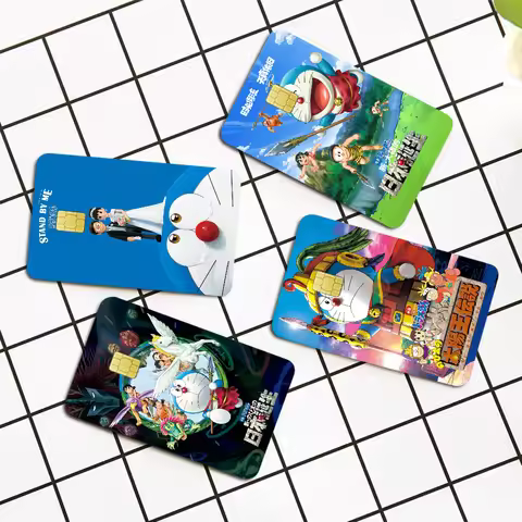 Cartoon Doraemon Anime Game Film Cover Sticker Case For Small Chip Credit Debit Card Front Side