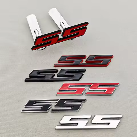 3D Metal Red Black Logo SS Sticker Front Grille Emblem Car Rear Trunk Badge For Chevrolet Camaro SS 