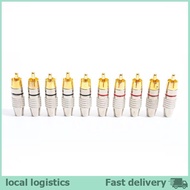 H&Z 10 pcs RCA Plug Audio Video Loing Cable Male Connector Gold Plated Nice