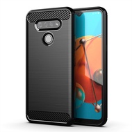 LG Carbon Fiber Phone Case for LG K51 Q51 Soft TPU Shockproof Casing Mobile Cover