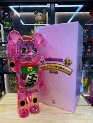 現貨Be@rbrick 招き猫 桃色透明メッキ (粉紅透明 招財貓 bearbrick 1000% 招財貓 Neko pink chrome