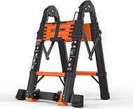 12.5 FT Telescoping A Frame Ladder, 6 Step, ANSI Certified, Type IA Heavy Duty, 330lbs Max Capacity,