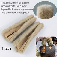 2 pcs winter artificial mink down furry bag Handles warm plush Cover sable marten rabbit ermine For 
