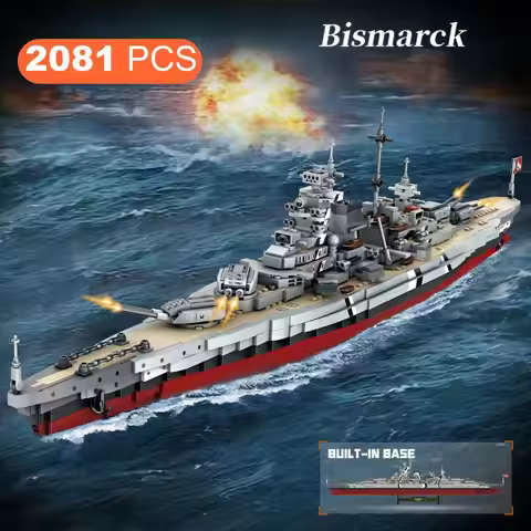 2081PCS German Bismarck battleship building blocks, large warship model kit, Marine Corps battleship