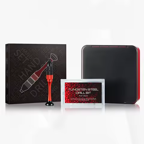 Dspiae At-Shd Precision Hand Drill Kit For Hobby Diy Model Crafting Aluminum Alloy Red Tool Set With