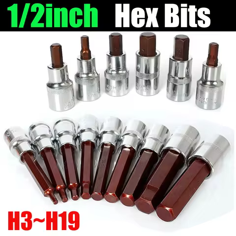 1/2 Hex Bit Socket S2 Hexgon Bits Adapter Allen Key for Torque Spanner Ratchet Socket Wrench H3/H4/H