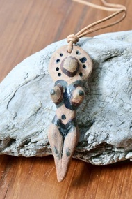 【母親節禮物】大地女神大地之母系列原始陶土項鍊 no5手捏陶藝