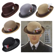 【SUIT*】 Vintage Fedora  Hat Wool Short Brim  Hat Western Round  Hat for Boy Men Adults Cap Panama Ha