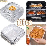 DESERT 10Pcs Food Tin Foil Tray, 6/7/8 Inch Non-stick Aluminum Foil Box, Reusable Oil-resistant Oven