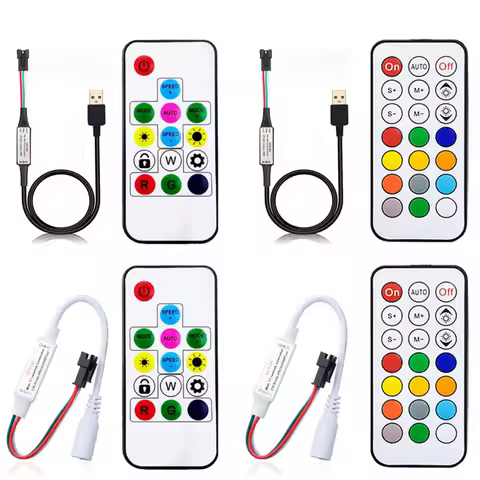 WS2811 WS2812B Led Pixel Controller USB/DC 14/17/21 Keys RF With Remote Controller for WS2811 WS2812