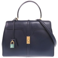 近全新 Celine 16 Seize 中型海軍藍皮革兩用手提包/單肩包 1335 [二手] CELINE