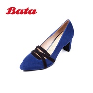 Bata Spring and Autumn section mary jane shoes sexy Comfort heels fashion pure color sheep Joan Shoe