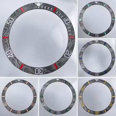 NH35 Bezel Insert 38mm Ceramic For Seiko Mod Sub GMT Carbon Fibre Design Blue Lume NH35 Watch Access
