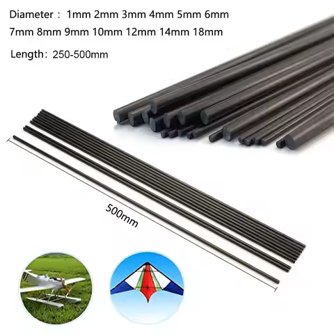Solids Carbon Fiber Rod 1MM 2MM 3MM 4MM 5MM 6MM 7MM 8MM -18MM (250-500MM) Reinforcement Rod high str
