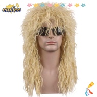 EMILEE 70s 80s Rockstar Wig, Fluffy Long Halloween Party Cosplay Wig, Punk Curvy Mullet Wig