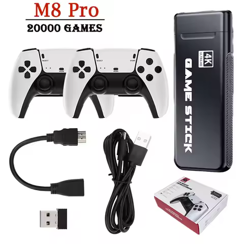 New M8 Pro Game Stick Video Game Console 2.4G Double Wireless Controller 4K Retro Game TV Stick Retr