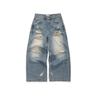 WHITENOSE DESTROY BAGGY JEANS /LIGHT BLUE Wide Leg Jeans, jeans 13.5 OZ