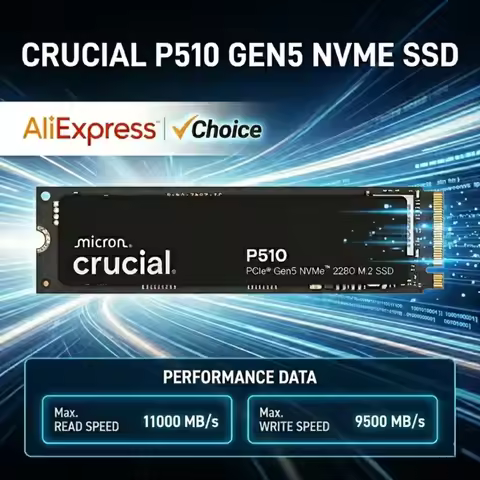 High-Performance M.2 2280 PCIe 5.0 NVMe SSD, Crucial P510 1TB, 11000MB/s Read & 9500MB/s Write, Upgr