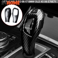 24HOME 2Pcs/Set Car Carbon Fiber Gear Shift Knob Cover Trim Styling Accessories For BMW X5 X6 E70 E7
