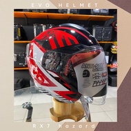 evo helmet rx7 hazard falf face dual visor red