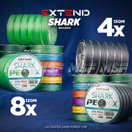 [MSF] Extend Shark PE 4x and 8x Casting Braided | 15lbs - 60lb | Braided Tali Benang 4 8 sulam | Rea