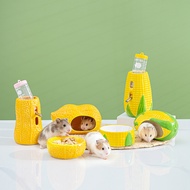 Set lengkap aksesori terarium hamster: sarang seramik, botol air, mangkuk makanan untuk hamster emas