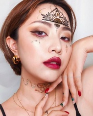 印度漢娜彩繪(黑) -2入紋身貼紙 原創手繪設計 | 萬聖節 | 派對裝