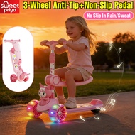Kuromi Kids Scooter With LED Light Park Outdoor Foldable Adjustable Height Music Skuter Budak Kanak-