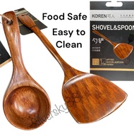 Wooden Turner Non Stick Wok Pan Cooking Wood Spatula Soup Ladle Scoop