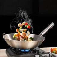 304 Stainless Steel Wok Pan with Handle 32cm 34cm 36cm 38cm 40cm | Heavy Duty Cooking Frying Wok