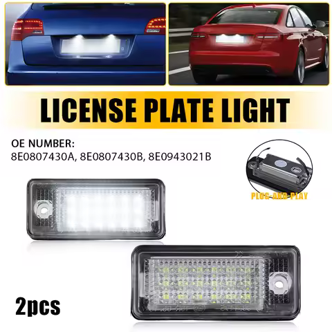 2Pcs/Set Canbus White LED License Plate Lights For Audi A3 A4 A6 B7 RS4 RS6 Q74L 8E0807430A No Error