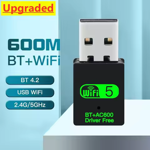 600M Dual Band USB WiFi Adapter Bluetooth 5.0 Driver Free 2.4G 5G Wireless WiFi Receiver WiFi 5 AC60