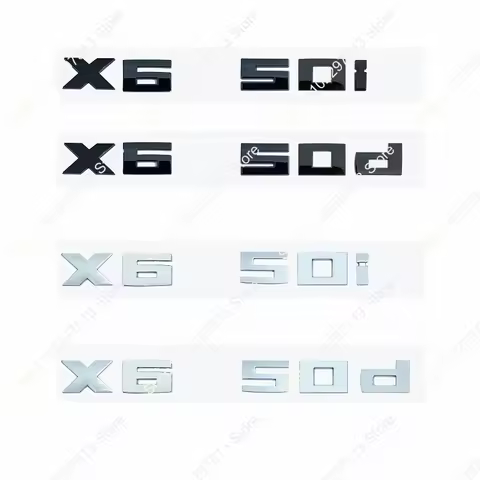1Pcs Chrome Black Letters Numbers M X6M50i X6M50d Badge For X6 G02 G05 G06 G07 Series Car Emblem Tru