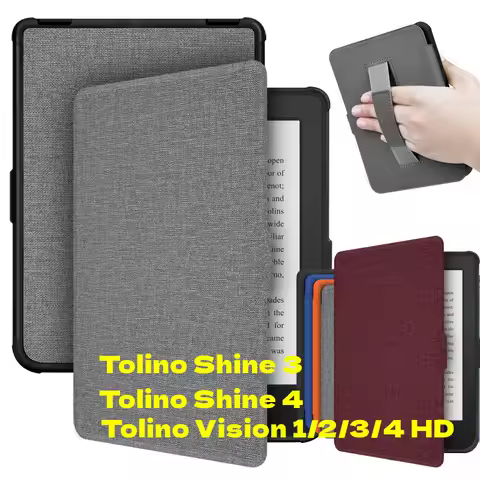 Slim Flip Case for Tolino Vision 1/2/3/4 HD Shine 3/4 Shine4 Shine3 Ebook Hand Strap Smart Sleep Cov