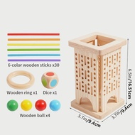 codMontessori Wooden Board Game Colorful Sticks Dice Game Math Educational Toys Fine Motor Skills Co