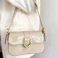 1pc Faux Leather Burgundy Baguette Bag, Y2K Baddie Bag, Minimalist Square Bag, Versatile Shoulder/Un