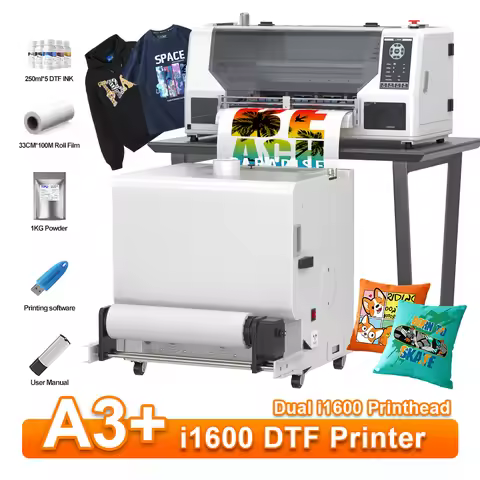 Dual Head DTF Printer A3 i1600 DTF Transfer Printer For T-shirts jeans With ICC Profile With 2x i160