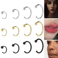 1PC 20G/18G Nose Rings Stainless Steel Nose Piercing C Shape Labret Lip Piercing 6mm/8mm/10mm/12mm S
